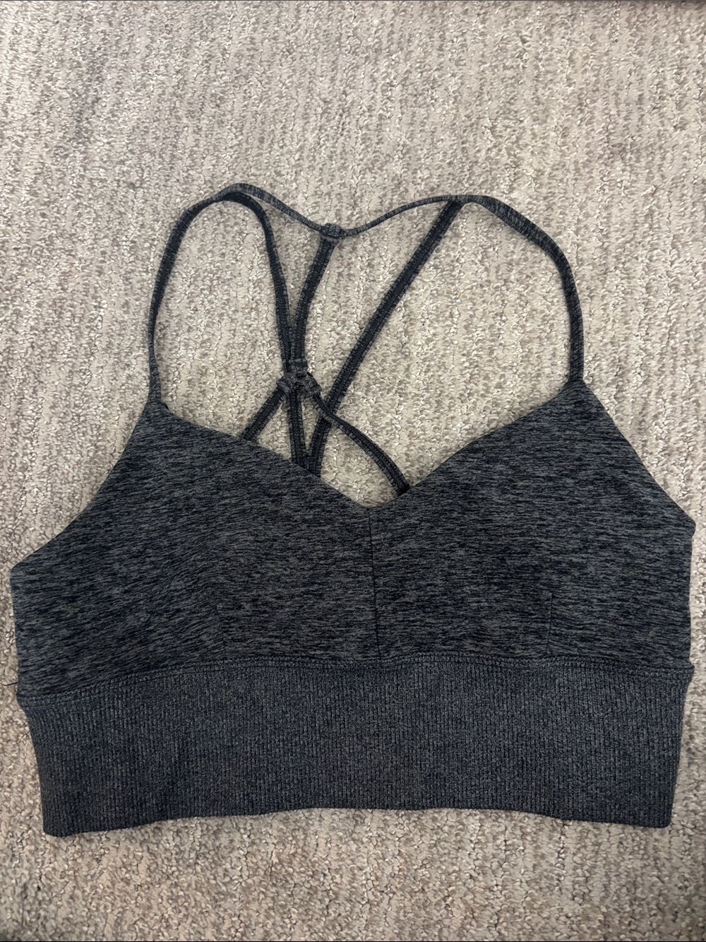ALO Heather black medium sports bra